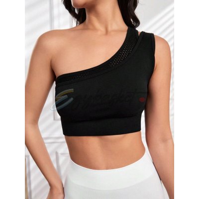 SHEIN One Shoulder Hollow Out Crop Top Sports Bra