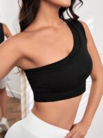 SHEIN One Shoulder Hollow Out Crop Top Sports Bra - Image 3