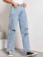 Shein Ripped Straight Collar Youth Jeans - Image 2