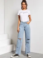 Shein Ripped Straight Collar Youth Jeans - Image 6