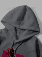 SHEIN EZwear Graphic Phrase & Character Hooded Thermal Hooded Hoodie - Image 5