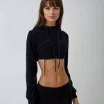 SHEIN EZwear Drawstring Super Crop Hoodie