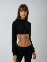 SHEIN EZwear Drawstring Super Crop Hoodie