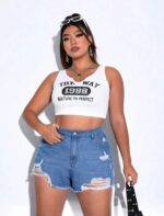 SHEIN Teen Girls Ripped Raw Hem Denim Shorts - Image 16