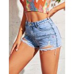 SHEIN Teen Girl Frayed Denim Shorts