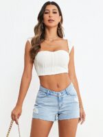 SHEIN Teen Girl Light Washed A-Line Denim Shorts