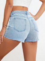 SHEIN Teen Girl Light Washed A-Line Denim Shorts - Image 10