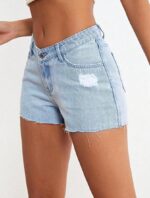 SHEIN Teen Girl Light Washed A-Line Denim Shorts - Image 9
