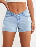 SHEIN Teen Girl Light Washed A-Line Denim Shorts - Image 8
