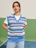 Shein Striped Pattern Sweater Vest Without Tee - Image 4