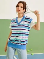 Shein Striped Pattern Sweater Vest Without Tee