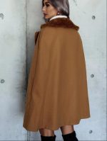 Shein Borg Collar Cloak Sleeve Double Breasted Overcoat - Image 3