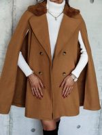 Shein Borg Collar Cloak Sleeve Double Breasted Overcoat - Image 4