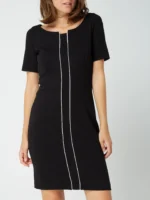 Comma classic dress with decorative piping in black