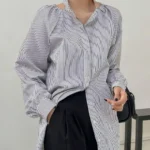 SHEIN Casual striped long sleeve blouse
