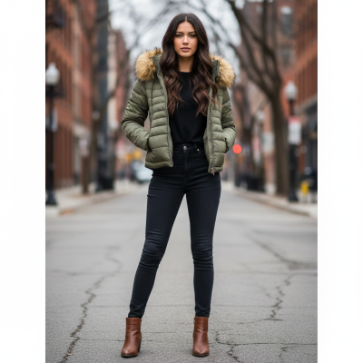 SHEIN Faux Fur Puffer Jacket