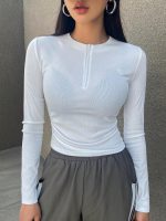 Shein White Ribbed Zipper Top - Image 5