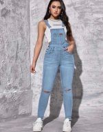 Shein A pair of light blue denim overalls - Image 6