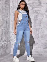 Shein A pair of light blue denim overalls - Image 3