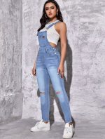 Shein A pair of light blue denim overalls