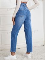 Shein Paper Bag Waist Ripped Jeans - Image 5