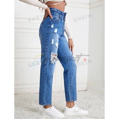 Shein Paper Bag Waist Ripped Jeans