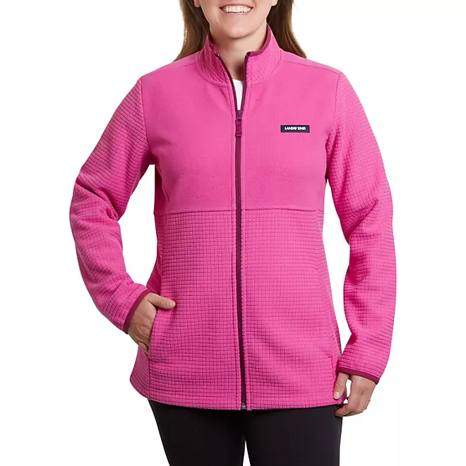 0019131580219_B Land's End Women's Long Sleeve Full Zip Grid Fleece Jacket - Image 1