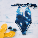 Shein Tie-Dye Sky Halter One-Piece Swimsuit