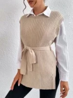 SHEIN Belted Knit Vest Dress - Image 3