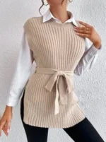 SHEIN Belted Knit Vest Dress - Image 4