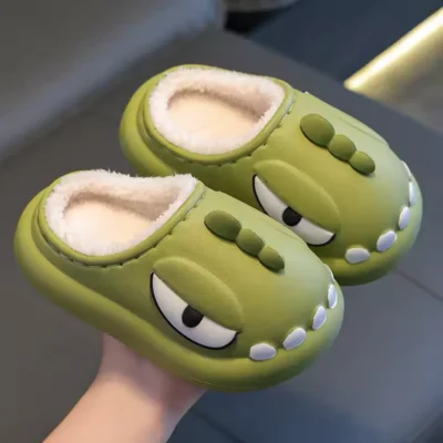 Children's Cotton Slippers Green 16 cm