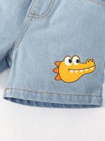 Letter Camiseta Denim & Shorts - Image 8