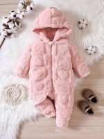 Heart Pattern Teddy Jumpsuit