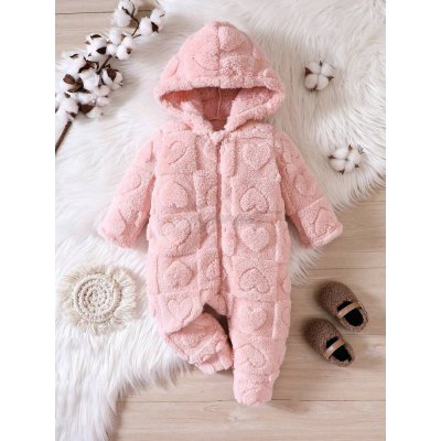 Heart Pattern Teddy Jumpsuit