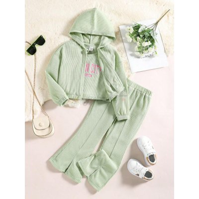 SHEIN Kids Flare Pants Hoodie Set