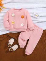 SHEIN Kids Floral Patch Sweatshirt & Pants