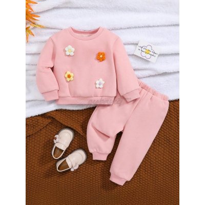 SHEIN Kids Floral Patch Sweatshirt & Pants