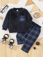 Shein Kids Plaid Pocket Pullover