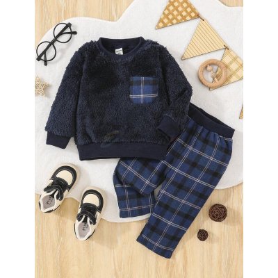 Shein Kids Plaid Pocket Pullover