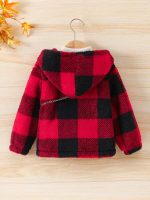 Shein kids Buffalo Plaid Hooded Jacket - Image 2