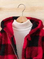 Shein kids Buffalo Plaid Hooded Jacket - Image 3