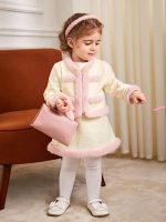 Shein Baby Girls' Plush Coat & Skirt Set