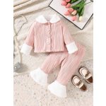 SHEIN Girl Fluffy Collar Autumn Set