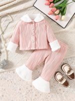 SHEIN Girl Fluffy Collar Autumn Set