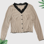 Rib Knit Lace Patchwork Long - Image 7