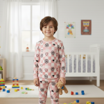 Pajama Velvet Flower Printed Kids