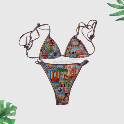 SHEIN Retro V Neck Bikini Set