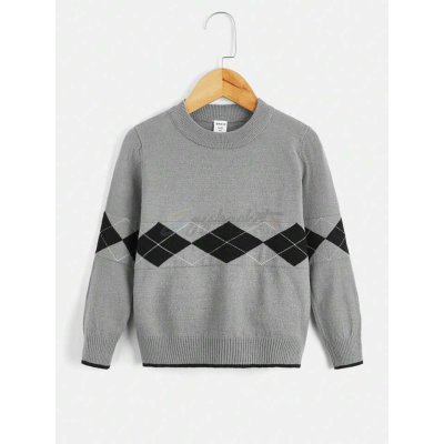 Shein Boy Argyle Pattern Sweater