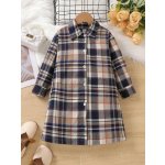 SHEIN Young Girl Plaid Overcoat