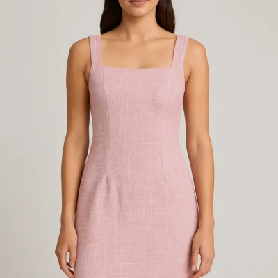 Pink Tweed Style Dress